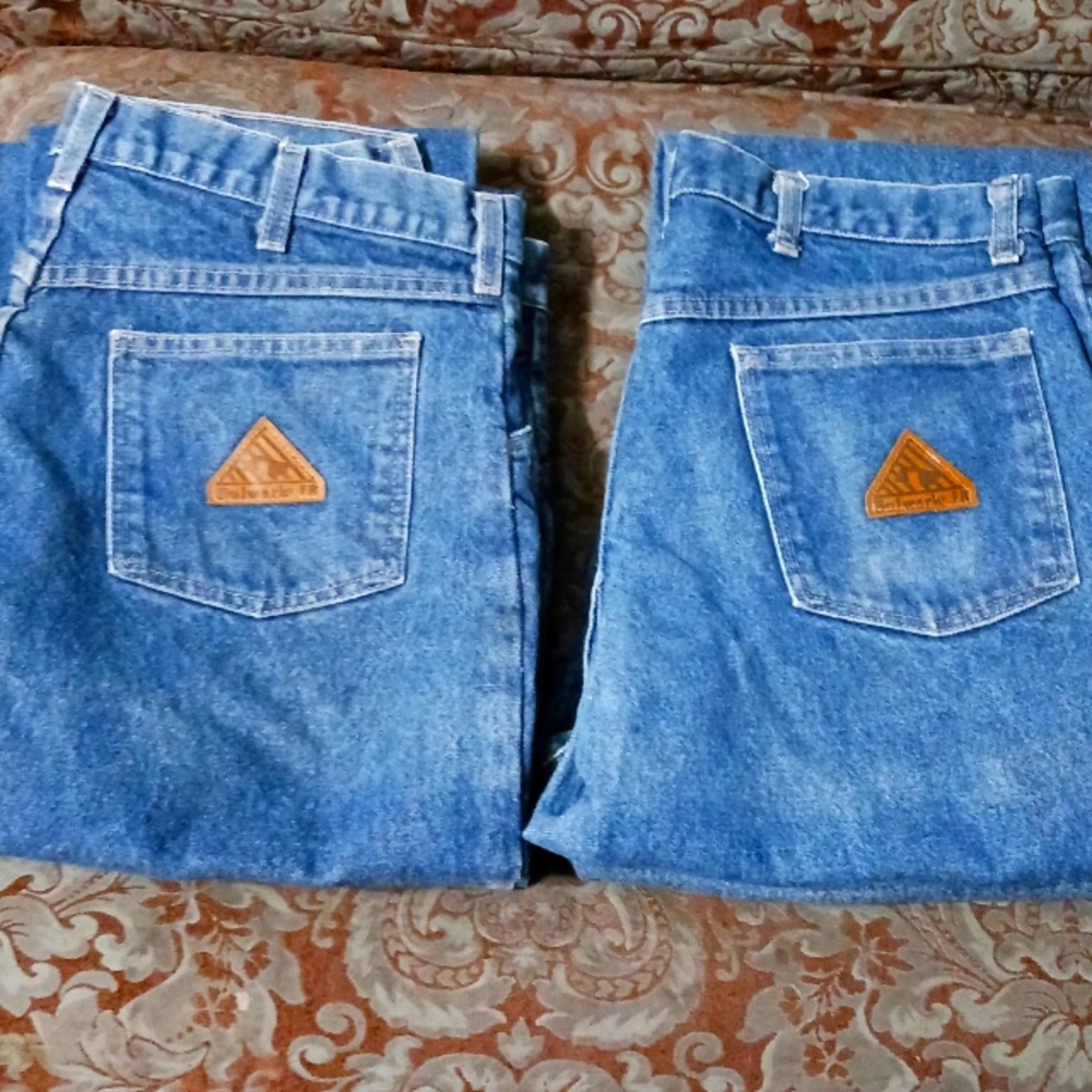 LOT of 4 pair Good used BULWARK FR heavy denim work jeans 33x37